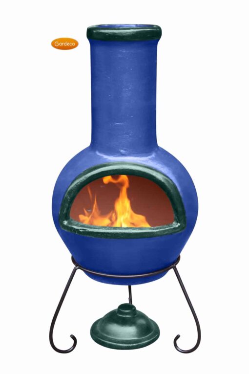 Colima Mexican Chiminea - Royal Blue & Green (Large)