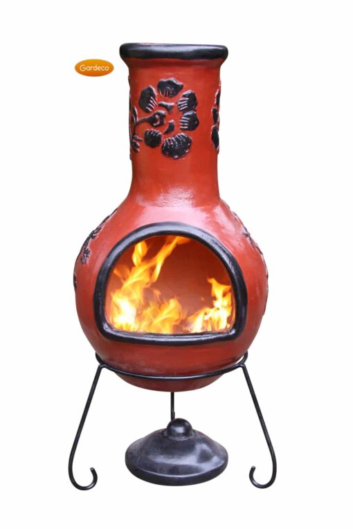 Rosas Mexican Chiminea - Glaze Effect Red & Black