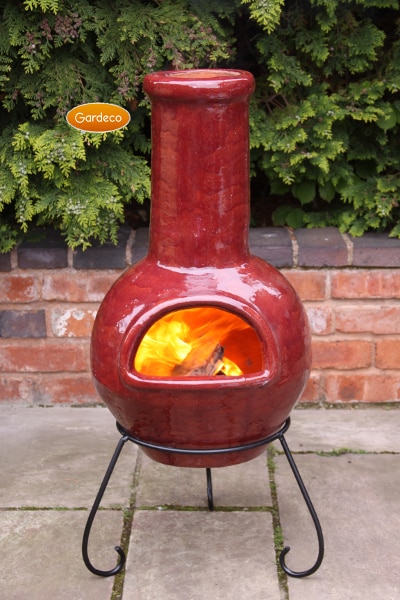 Colima Mexican Chiminea, real glaze red (large)