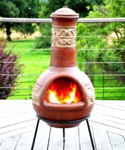 Tikal XL Clay Chiminea - Antique Red