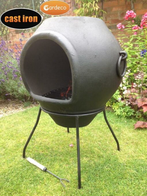 Helios Cast Iron Chiminea - side view without funnel