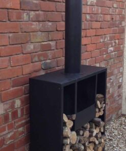 Eeron outdoor fireplace angled view