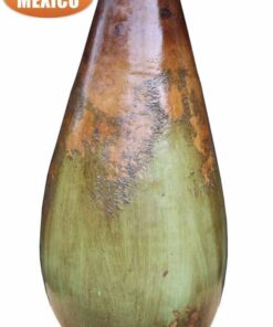 Gota Mexican Art Chiminea in Mottled Green and Brown (Medium) - Rear view
