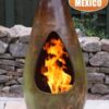 Gota Mexican Art Chiminea in Mottled Green and Brown (Medium) - Lifestyle