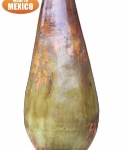 Gota Mexican Art Chiminea in Mottled Green and Brown (Large) - Rear view