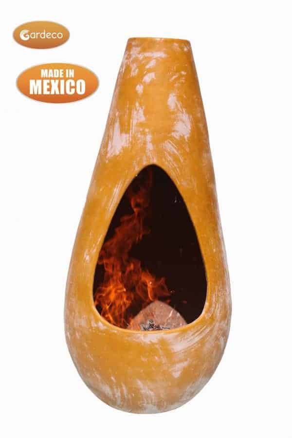 Gota Mexican Art Chiminea in Oxidised Yellow (Large) - Front view