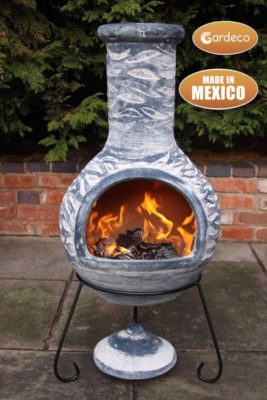 Olas Clay Mexican Chiminea Extra Large (with fire)