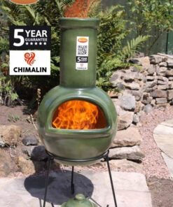 Sempra Chimalin AFC Chiminea - Glazed Green with fire
