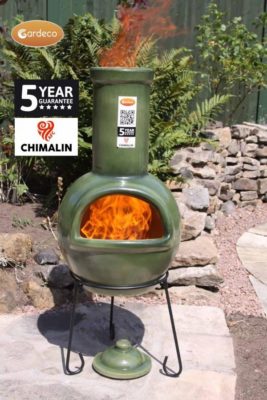 Sempra Chimalin AFC Chiminea - Glazed Green with fire