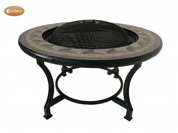 Tile Mosaic fire bowl table inc BBQ grill