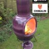 Asteria XL Chimalin AFC chimenea in glazed purple, including lid & stand