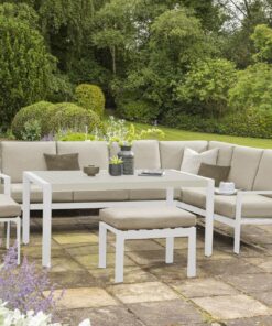 Norfolk Leisure Titchwell Garden Corner Seat with Standard Table in White