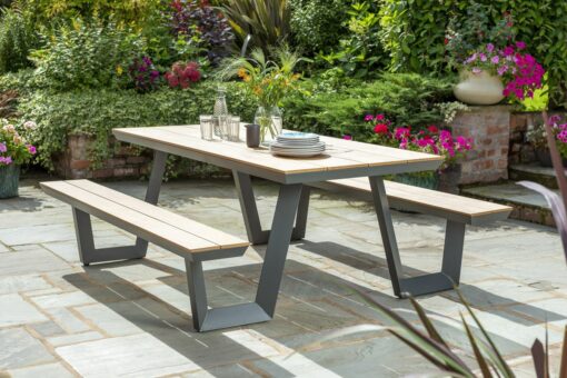 Norfolk Leisure Wembley Picnic Table in Anthracite with Natural Top