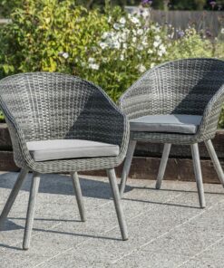 Geneva Contemporary Outdoor Chair in Washed Grey x 2