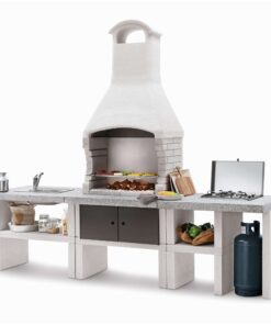 Palazzetti Marbella Outdoor BBQ Kitchen with twin Gas Hob and Sink in Peach